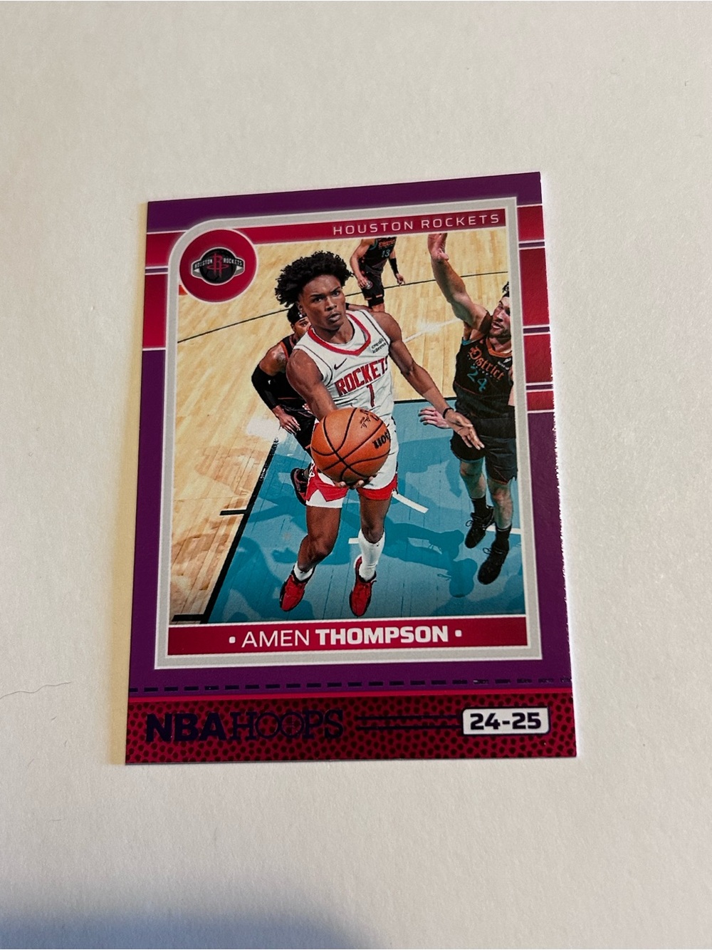 Amen Thompson Houston Rockets NBA Hoops Card - Purple & Red